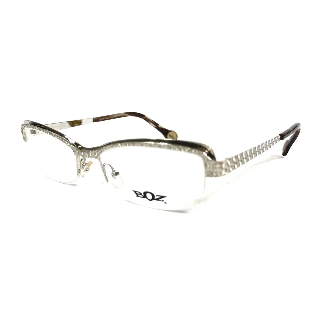 BOZ Eyeglasses Frames VIOLET 1010 Silver Spiral Pattern Half Rim 53-17-140